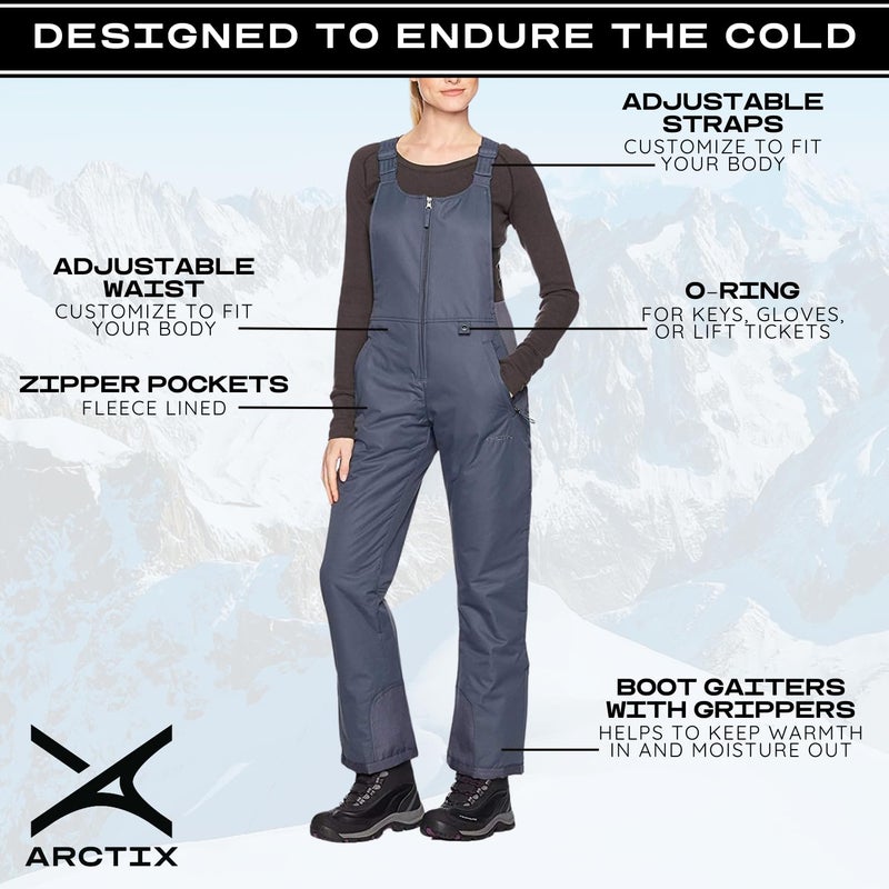 Arctix Women's Essential Insulated Bib Overalls, Steel, Small Tall - Image 3